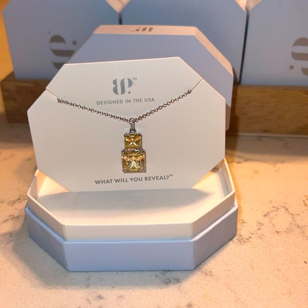 NWT BP Lemon Cubic Zirconia Necklace 18”